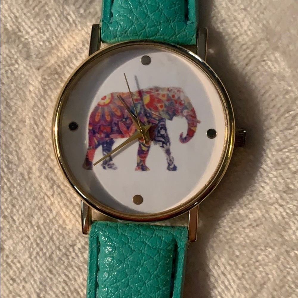 Elephant Watch with Turquoise Band